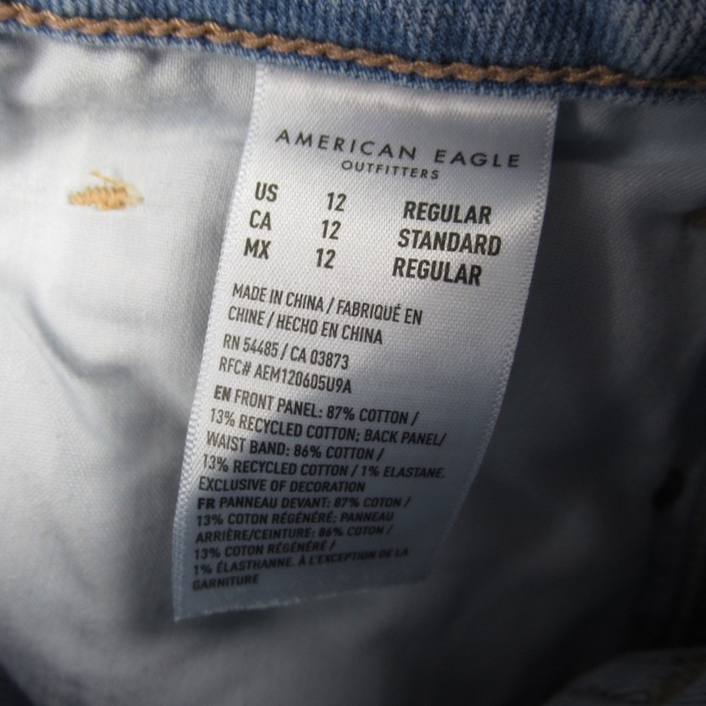 American Eagle Mom Jean Light Wash High Rise Denim Pants Womens 12 Regular - Picture 11 of 13